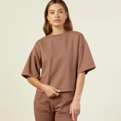 MONROW 90's Classic Sweatshirt Tee DUSTYCOCOA Flash Sale